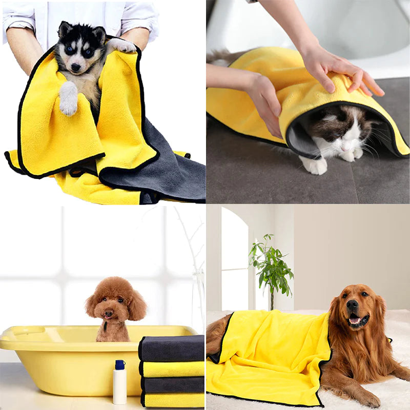 Toallas de secado rápido para perros y gatos Toallas de fibra suave Toalla de baño absorbente de agua Conveniente tienda de mascotas Toalla de limpieza Suministros para mascotas