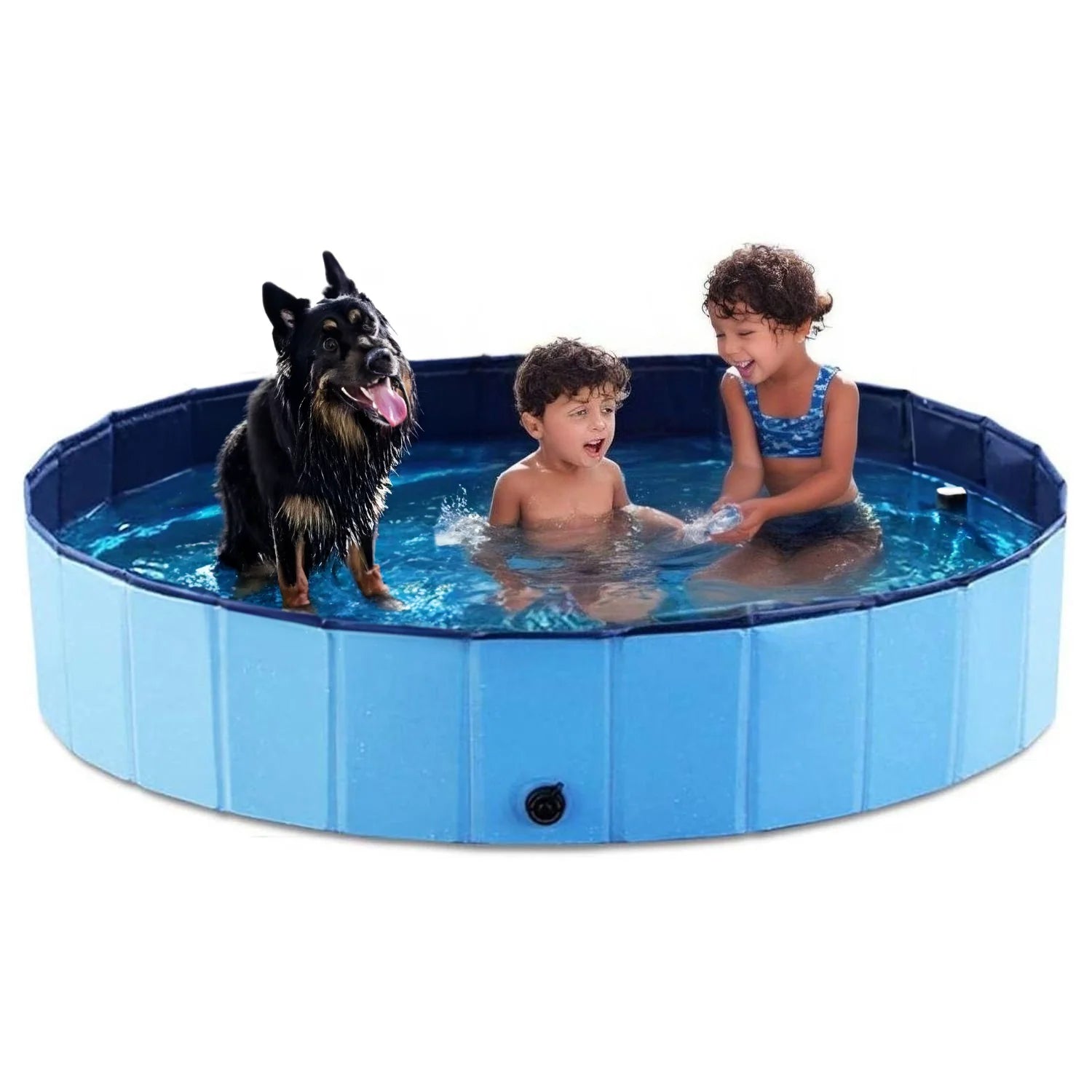 Piscina para perros al aire libre, bañera plegable para mascotas, para cachorros, perros pequeños, medianos y grandes, azul, de 40 a 64 pulgadas