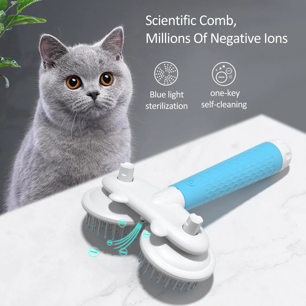 Cepillo para gatos para mascotas Cepillo para perros Cepillo Slicker Ion negativo de doble cabeza con un botón Autolimpiante Depilación para perros Productos para mascotas