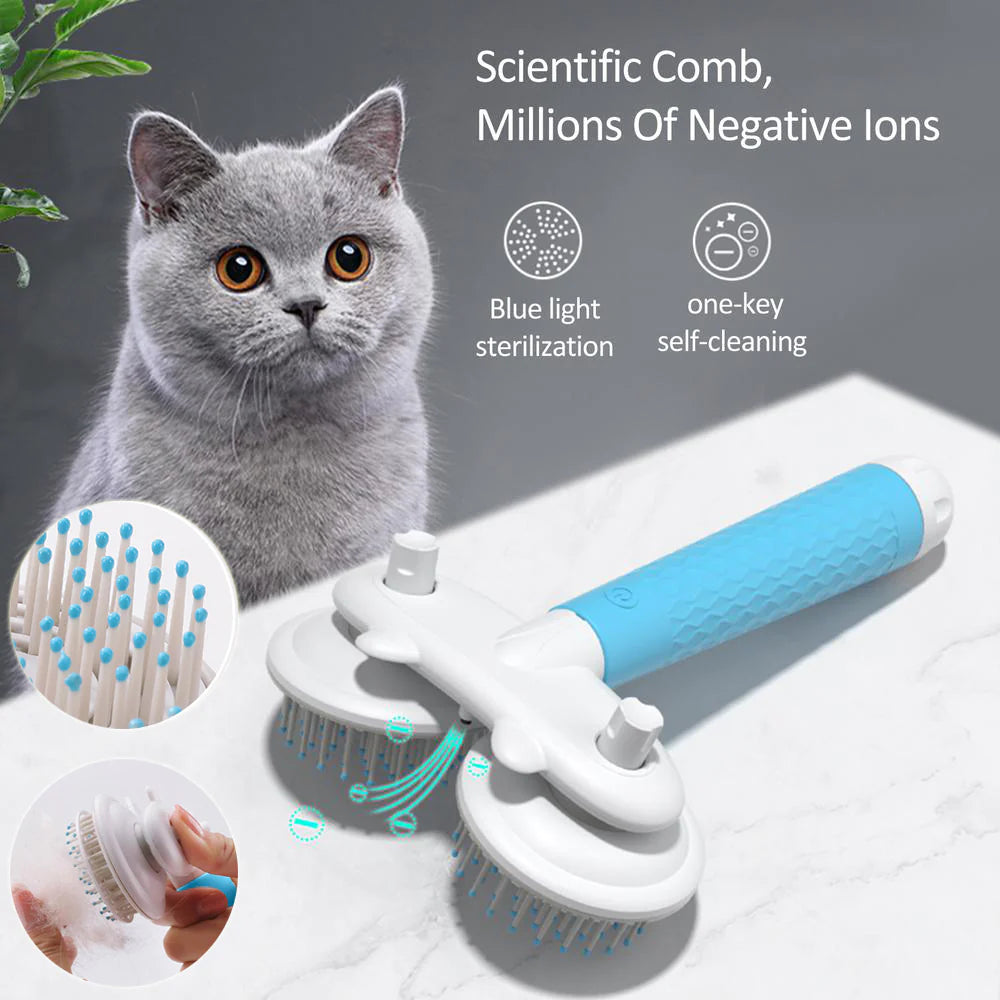 Cepillo para gatos para mascotas Cepillo para perros Cepillo Slicker Ion negativo de doble cabeza con un botón Autolimpiante Depilación para perros Productos para mascotas