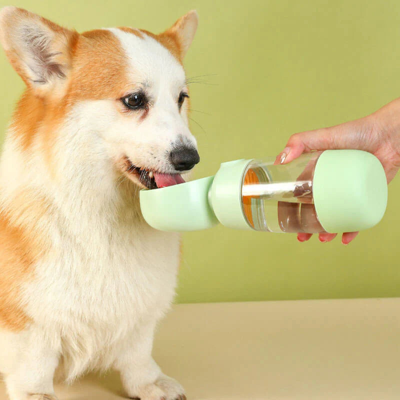 Botella de agua portátil para perros 2 en 1 para exteriores