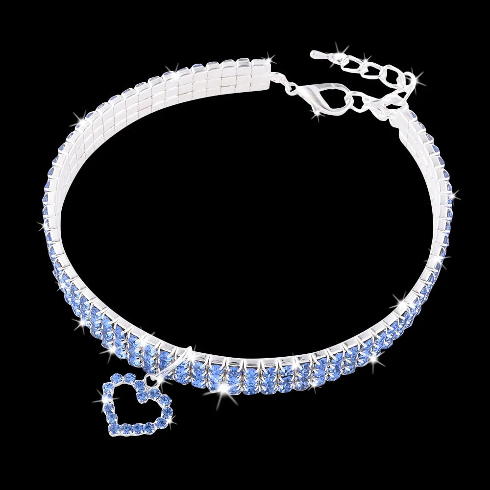 Collar de diamantes de imitación para mascotas con forma de corazón